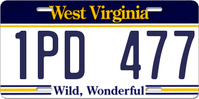 WV license plate 1PD477