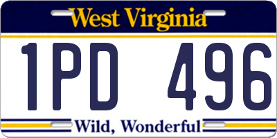 WV license plate 1PD496