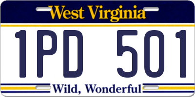 WV license plate 1PD501