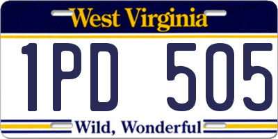 WV license plate 1PD505