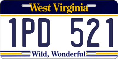 WV license plate 1PD521