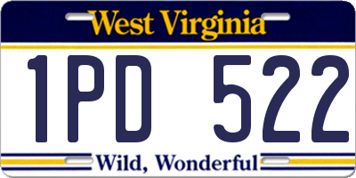 WV license plate 1PD522