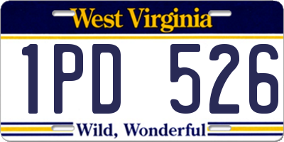 WV license plate 1PD526