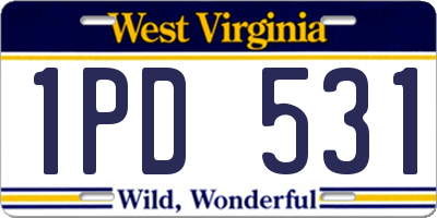 WV license plate 1PD531