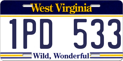WV license plate 1PD533