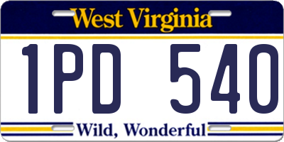 WV license plate 1PD540