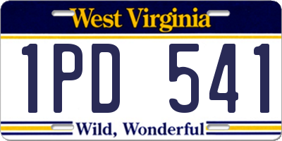WV license plate 1PD541