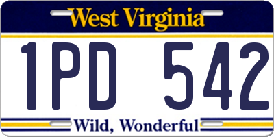 WV license plate 1PD542