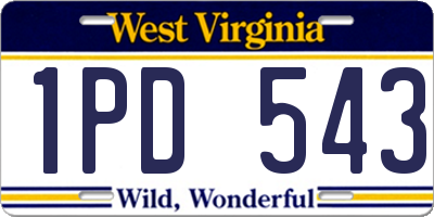 WV license plate 1PD543