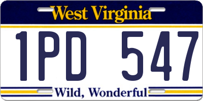 WV license plate 1PD547