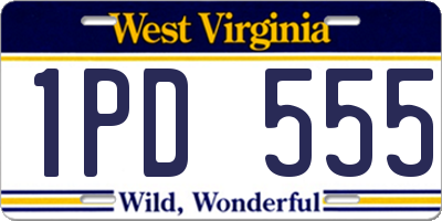 WV license plate 1PD555