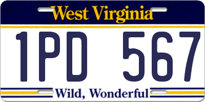WV license plate 1PD567