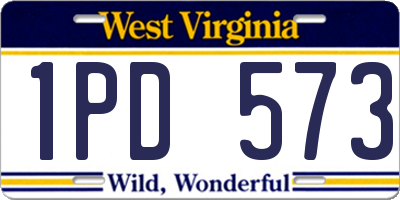 WV license plate 1PD573
