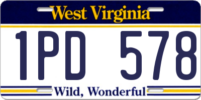WV license plate 1PD578