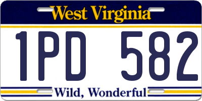 WV license plate 1PD582