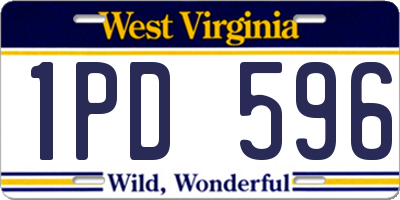 WV license plate 1PD596