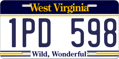 WV license plate 1PD598
