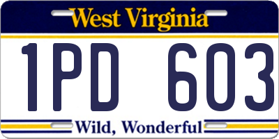 WV license plate 1PD603