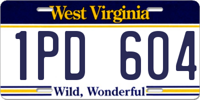 WV license plate 1PD604