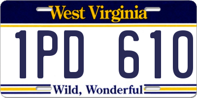 WV license plate 1PD610