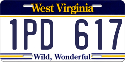 WV license plate 1PD617