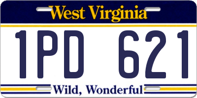 WV license plate 1PD621