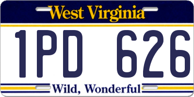 WV license plate 1PD626