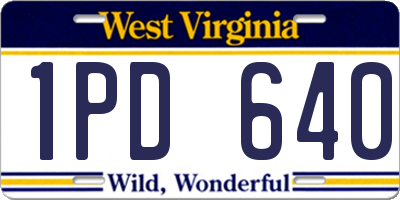 WV license plate 1PD640