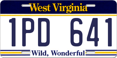 WV license plate 1PD641