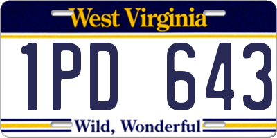 WV license plate 1PD643