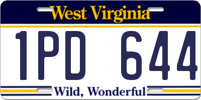 WV license plate 1PD644