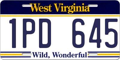 WV license plate 1PD645
