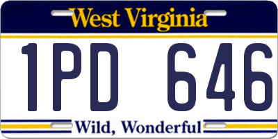 WV license plate 1PD646