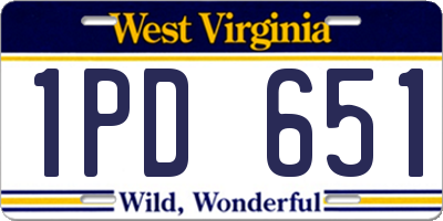 WV license plate 1PD651
