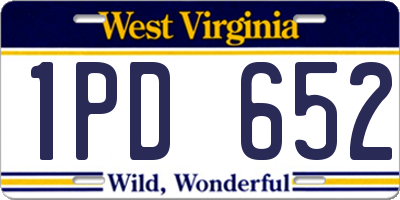 WV license plate 1PD652