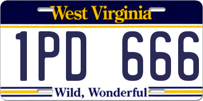WV license plate 1PD666