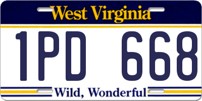 WV license plate 1PD668