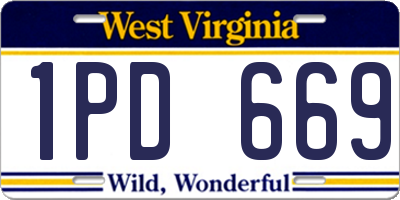 WV license plate 1PD669