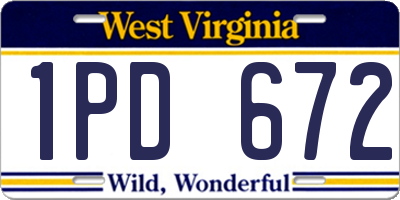 WV license plate 1PD672