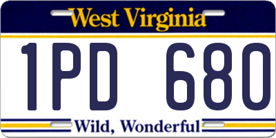 WV license plate 1PD680
