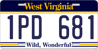 WV license plate 1PD681