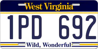 WV license plate 1PD692