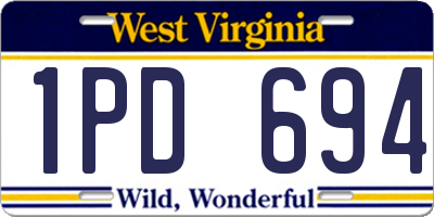 WV license plate 1PD694