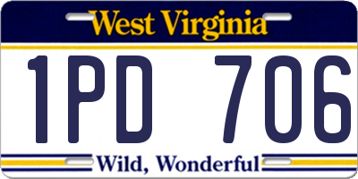 WV license plate 1PD706