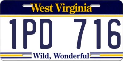 WV license plate 1PD716