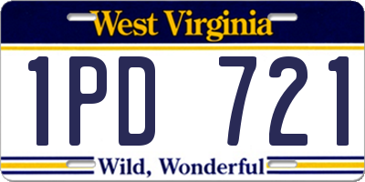 WV license plate 1PD721
