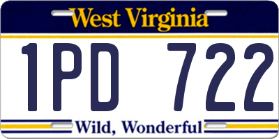 WV license plate 1PD722