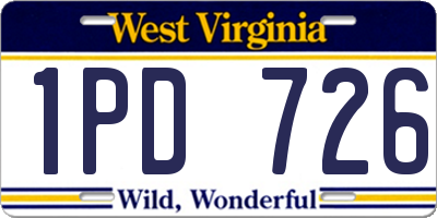 WV license plate 1PD726