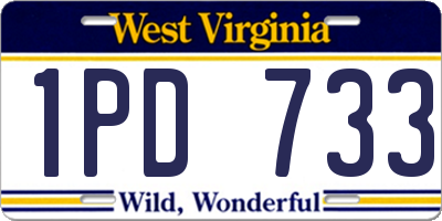 WV license plate 1PD733