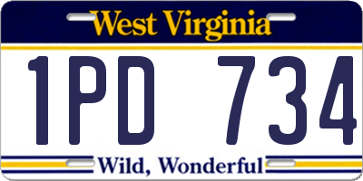 WV license plate 1PD734